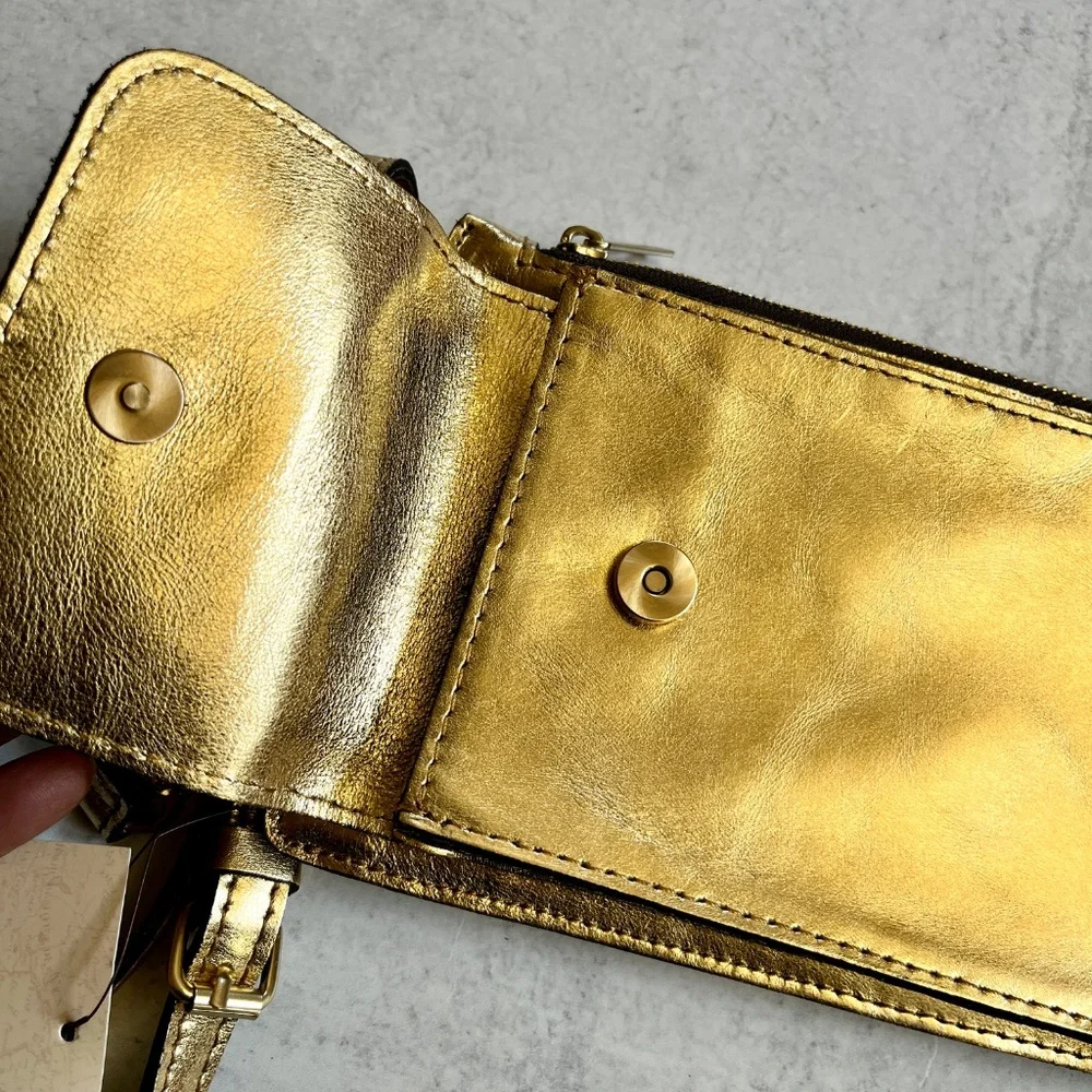 Patricia Nash Chiavella Phone Crossbody Leather Bag in Greek Gold RFID Security - Picture 6 of 12